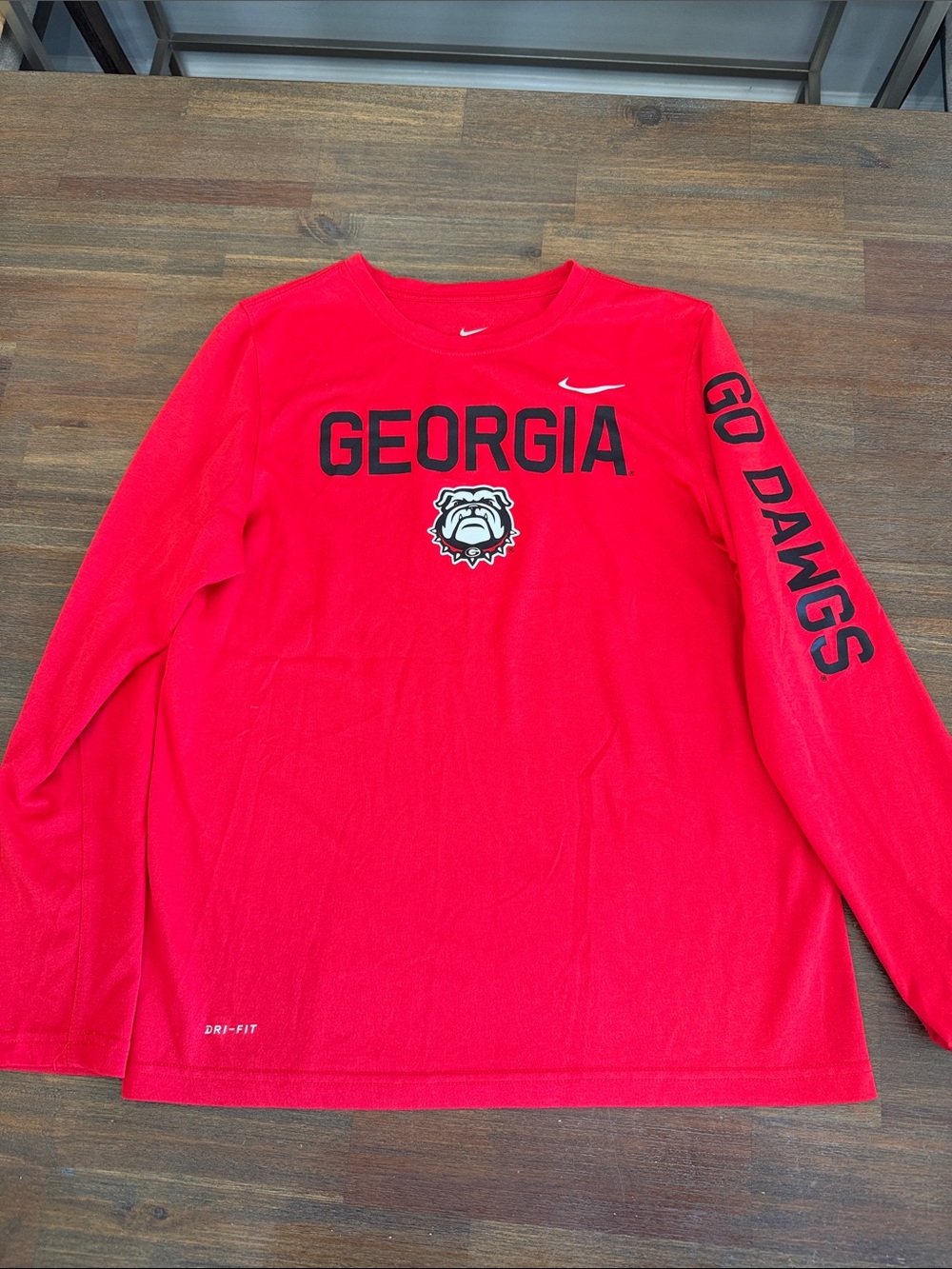 Nike Red Georgia Bulldogs Tee with Black and White Logos